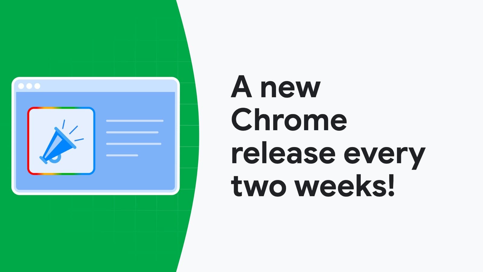 Hero-изображение из поста Chrome for Developers про двухнедельный релиз
